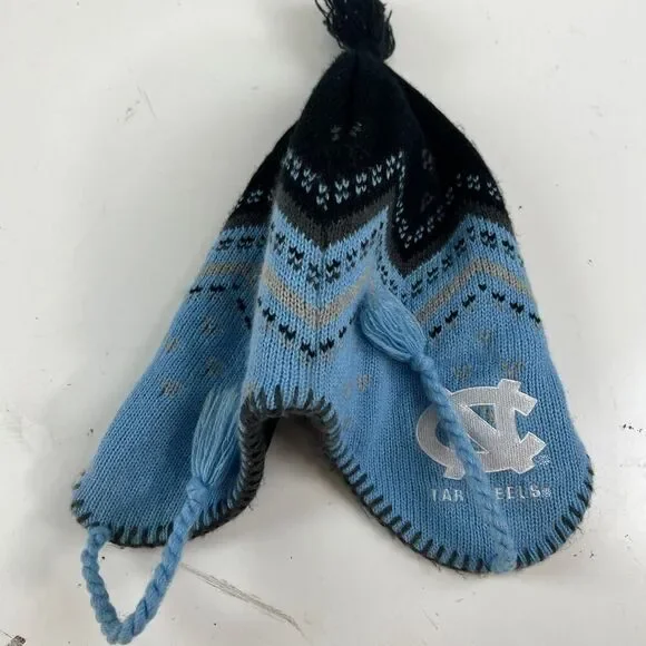 UNC North‎ Carolina Tarheels Winter Aviator Style Hat Cap Blue  Pom OS - Picture 14 of 16